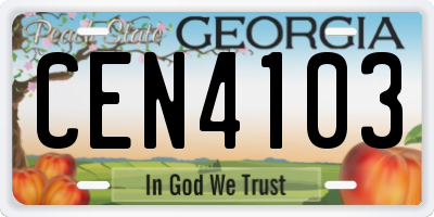 GA license plate CEN4103