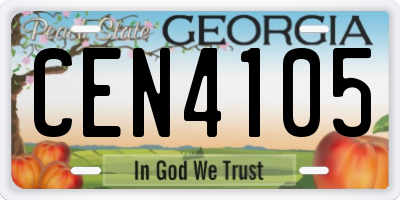 GA license plate CEN4105