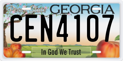 GA license plate CEN4107