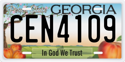 GA license plate CEN4109