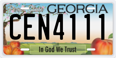 GA license plate CEN4111
