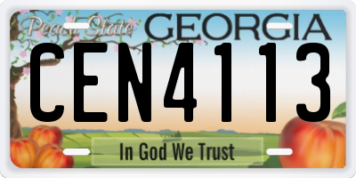 GA license plate CEN4113