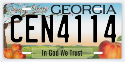 GA license plate CEN4114