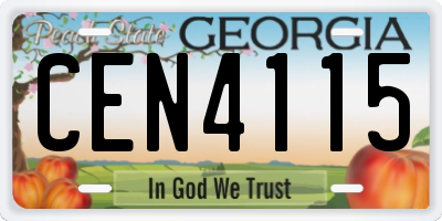 GA license plate CEN4115