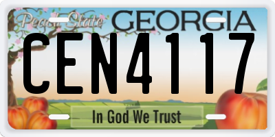 GA license plate CEN4117