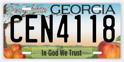 GA license plate CEN4118
