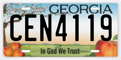 GA license plate CEN4119