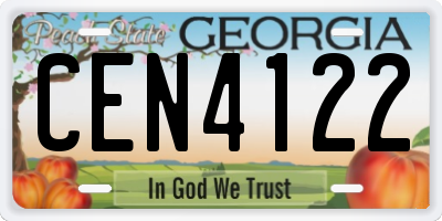 GA license plate CEN4122
