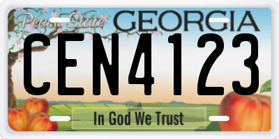 GA license plate CEN4123
