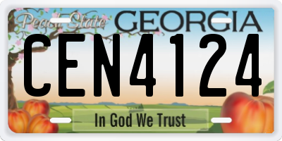 GA license plate CEN4124
