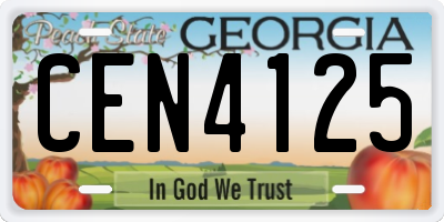 GA license plate CEN4125
