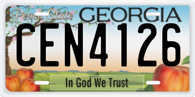 GA license plate CEN4126