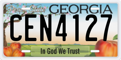 GA license plate CEN4127