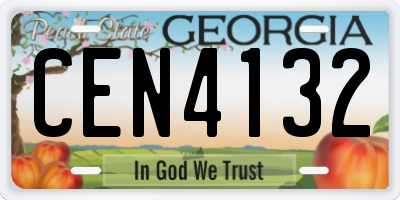 GA license plate CEN4132
