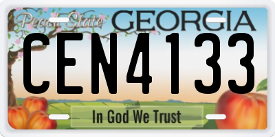 GA license plate CEN4133