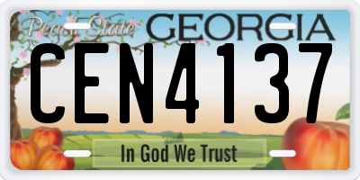 GA license plate CEN4137