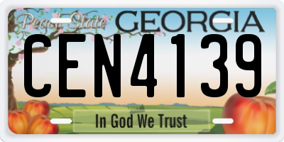 GA license plate CEN4139