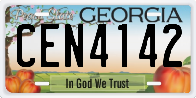 GA license plate CEN4142