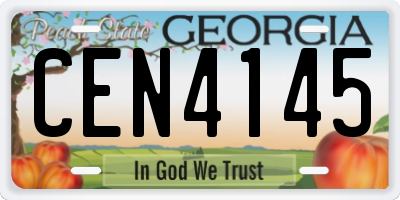 GA license plate CEN4145
