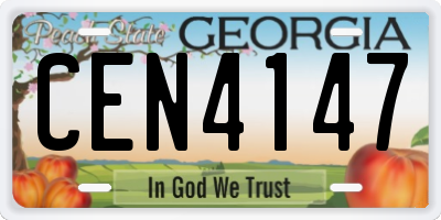 GA license plate CEN4147