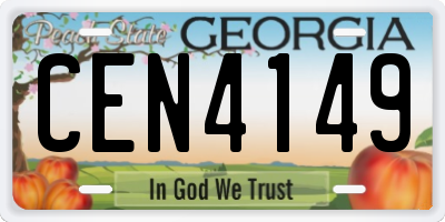 GA license plate CEN4149