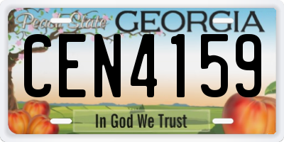GA license plate CEN4159