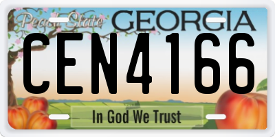 GA license plate CEN4166