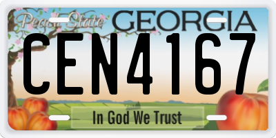 GA license plate CEN4167