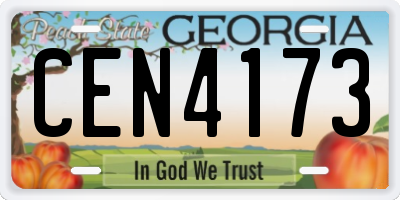 GA license plate CEN4173