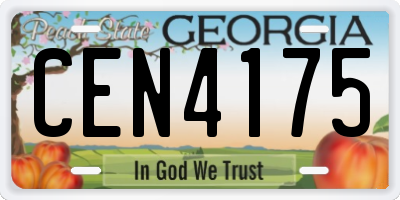 GA license plate CEN4175