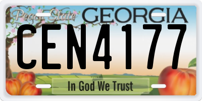GA license plate CEN4177