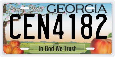 GA license plate CEN4182