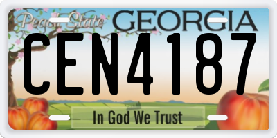 GA license plate CEN4187