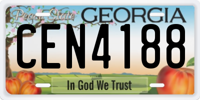 GA license plate CEN4188