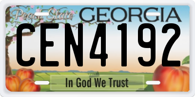 GA license plate CEN4192