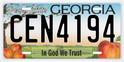 GA license plate CEN4194
