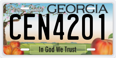 GA license plate CEN4201