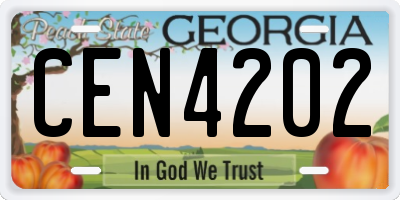 GA license plate CEN4202