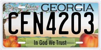 GA license plate CEN4203