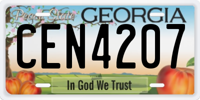 GA license plate CEN4207