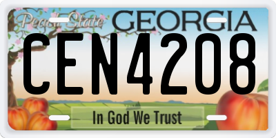 GA license plate CEN4208