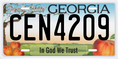GA license plate CEN4209