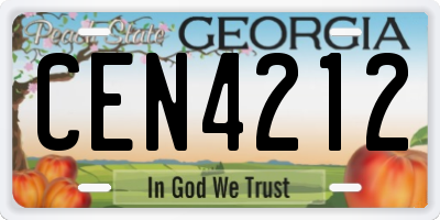 GA license plate CEN4212