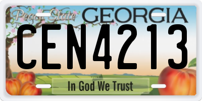 GA license plate CEN4213