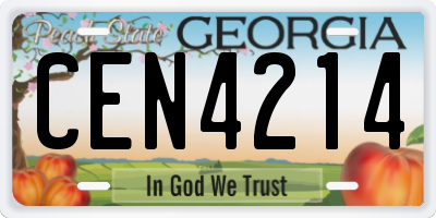 GA license plate CEN4214