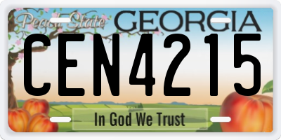 GA license plate CEN4215