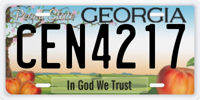 GA license plate CEN4217