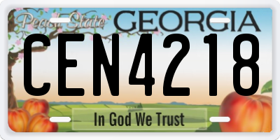 GA license plate CEN4218