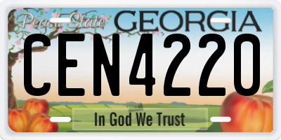 GA license plate CEN4220