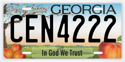 GA license plate CEN4222